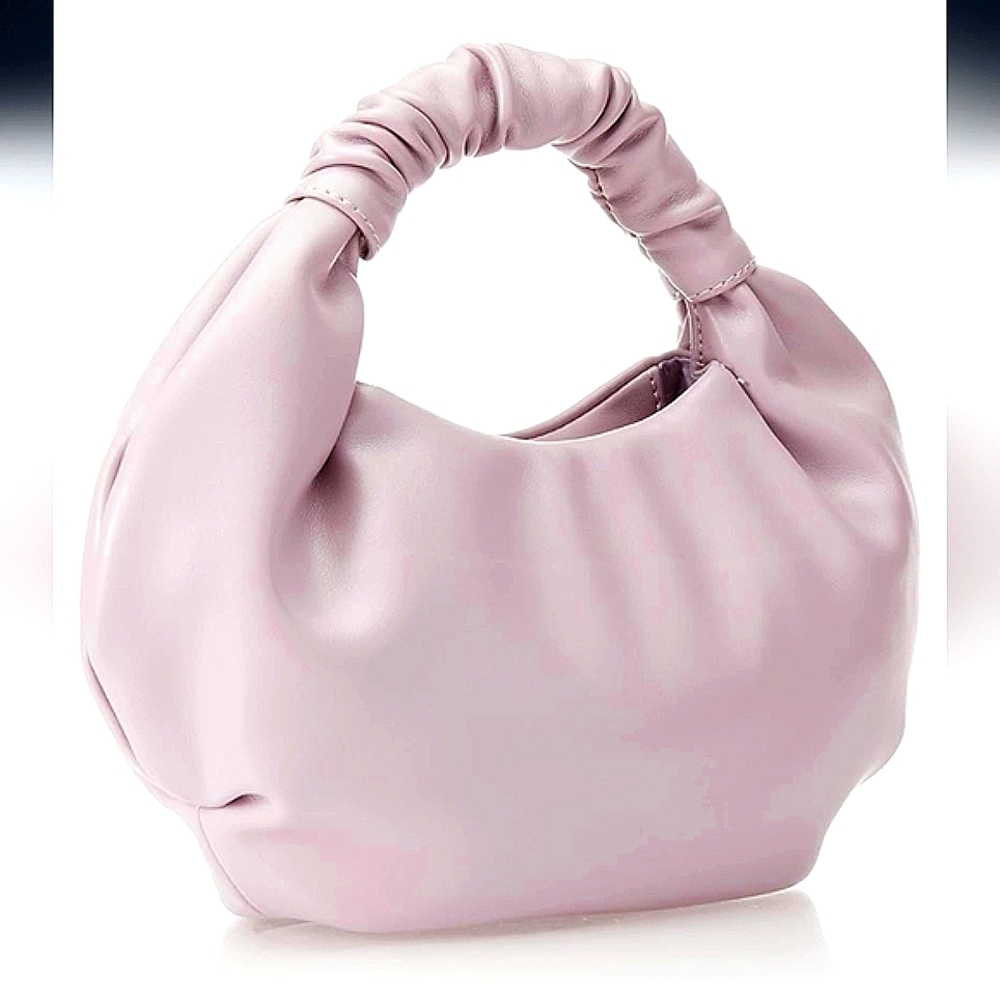 THE DROP Addison Ruched Top-Handle Magnetic Clutch Purse Soft Lavender